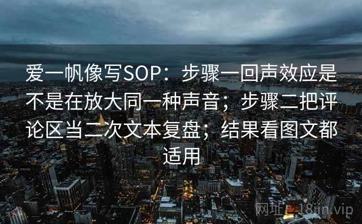 爱一帆像写SOP：步骤一回声效应是不是在放大同一种声音；步骤二把评论区当二次文本复盘；结果看图文都适用  第2张